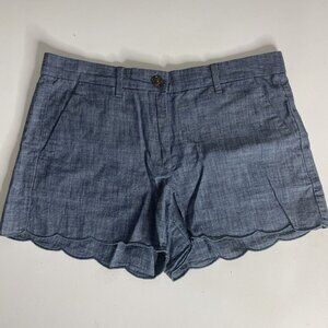 NWOT Gap 3" Size 4 Short Blue Chambray Scalloped Chino 100% Cotton